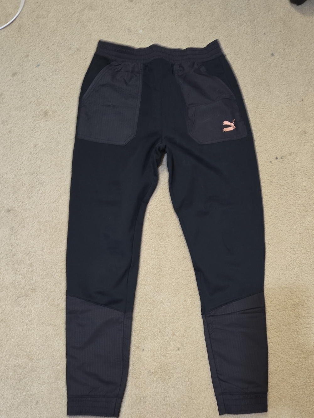 Puma Black Jogger Pants with Dark Gray Panels Xs